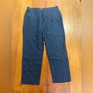 Boden Women US 12R Navy Blue Crop Linen Pants High Rise